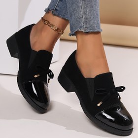 Resim Her Gün Rahatlık - Kadınlar için Retro Fiyonklu Loaferlar - Kalın Topuklu, Siyah Kaplama ve Üst, Tüm Sezonlar İçin Rahat Hemşire Ayakkabıları, Yuvarlak Burun Tasarımı, Her Gün Ayakkabılar | Retro Tarz Loaferlar | Süs Kayışlı Ayakkabılar, Bayan Ayakkabıları 