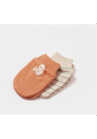 Resim Biorganic Cool Lines Bunny 2'li Bebek Eldiveni 72219 Bej - Hardal 