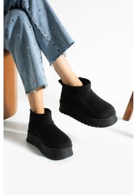 Resim Shoetek Lelnon Kadın Bot İçi Kürklü Kalın Tabanlı Siyah Siyah 