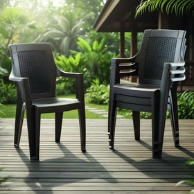 Resim Evdemo Efes 4'lü Rattan Sandalye Kahve 