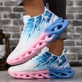 Resim Kadın Moda Spor Ayakkabıları - Nefes Alabilen, Çok Yönlü Koşu & Seyahat Ayakkabıları, Bükümlü Tasarım ve Rahat Bağcıklı Kapama, Sonbahar, İlkbahar, Tüm Sezon Düşük Bilekli Spor Ayakkabılar, Meyve Desenli, Kumaş Saya, Kumaş İç Astar, PP Taban, Kumaş İç Taban 