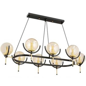 Resim Eys 8 Li Siyah Eskitme Yemek Masası Avizesi 