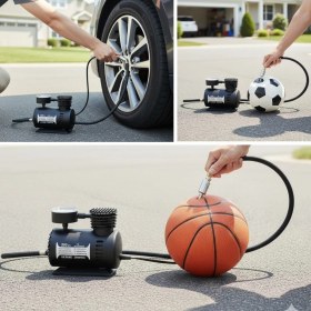 Resim 300 Psı Güçlü Hava Kompresörü-Araba, Motosiklet, Bisiklet ve Top Şişirme Lastik Şişirme Pompası 