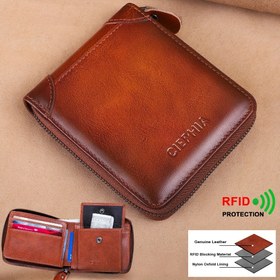 Resim Ciephia Erkek RFID Engelleyici Cüzdan - Sağlam Sığır Derisi Tam Tahıl Vintage Fermuarlı Kapatma, Çok Bölmeli Organizör, Kimlik Yuvası ve Nakit Cepli ile Bozuk Para Yuvalarına Uyumlu Güvenli Rafid Koruma Önlemlerine sahip İdeal Hediye Babalar İçin Doğum, İş Adamları, Şefkat Dolu İlkbaharda Kullandım, Erkekler için Yüksek Kaliteli Cüzdan,Erkekler için uzun cüzdan 