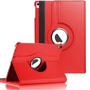 Resim Apple Ipad Pro 12.9'' 2018 (a1876-a2014-a1895-a1983) Kılıf 360 Dönerli Stand Deri Kırmızı Microsonic
