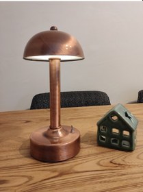 Resim Mylights Pilli Led Abajur Gece Lambası Masa Üsüt Abajur Cafe Retorant Abajur Bakır Eskitme Kaplamalı 