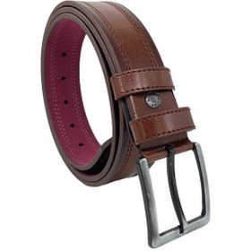 Resim Süzer Deri 4 Cm.lik Spor Suni Deri Çift Dikişli Model Erkek Kemer Kahverengi Kahverengi 