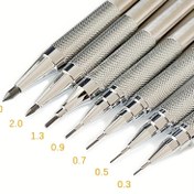 Resim 1 Set Mekanik Kalem Seti, 7 Boyut 0.3mm'den 3.0mm'ye, Metal Sanat Çizim Kalemleri, Ofis Malzemeleri, Gri, Tüy Yok, Standart Kurşun 