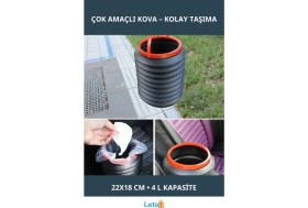 Resim Letsii Çok Amaçlı Katlanabilir Pratik Araç Içi Kova 4 Litre 