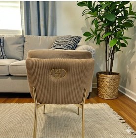 Resim Msy Home 4 Kişilik Aura Gold Serisi Beyaz Lake Oval Yemek Masası Ve Puffy Cappuccino Sandalye Takımı Modern Cappuccino 