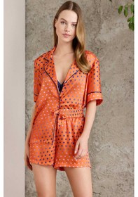 Resim Pierre Cardin 1225 Kadın Empirme Saten 3'lü Şort Takım-sunset Turuncu 