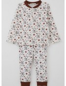 Resim Breeze Erkek Bebek Pijama Takımı Bebek Sevimli Ayıcık Desenli 4 Ay-1 Yaş, Ekru Ekru 