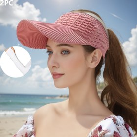 Resim 2 adet Kadın Nefes Alabilen Kova Şapkaları Buz Kollu - Şık Pembe Güneşlikleri Açık Hava Sporları, Plaj ve Günlük Giyim için - Ona Mükemmel Hediye, Plaj Aksesuarları 