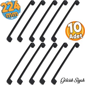 Resim Badem10 Gölcük Oval (224 mm - 22.4 cm) Metal Siyah Mobilya Mutfak Çekmece Dolap Dolabı Kulpu Kulbu Kulpları 10 ADET 