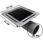 Resim 11x11 Paslanmaz Süzgeç Banyo Ve Lavabo Yer Süzgeci 50 Çıkışlı Sif 