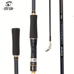 Resim 1 adet JSFUN İki Bölmeli Olta, 179.98-209.98cm, Siyah & Altın - Dayanıklı Cam Çelik/Karbon Fiber, Orta Eylem, Trolling için Mükemmel - Tüm Balıkçılar İçin Boyut 