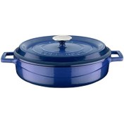 Resim Döküm Yayvan Tencere Trendy Kapak - Çap 28 Cm - Mavi 