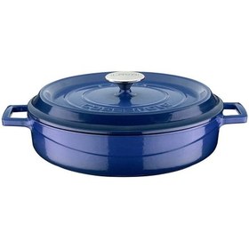 Resim Döküm Yayvan Tencere Trendy Kapak - Çap 28 Cm - Mavi 