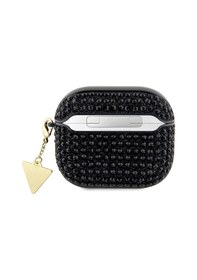 Resim Apple Uyumlu AirPods 3. Nesil Kılıf Guess Lisanslı Parıltılı Taş Kaplamalı Üçgen Logo Süs Zincirli Siyah 