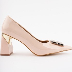 Resim Muggo Rachel Garantili Kadın Gold Tokalı Yüksek Topuklu Stiletto Ayakkabı 001 