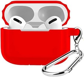 Resim BUFF LABS Airpods Pro Uyumlu Rubber Silicone Case Kancalı Yumuşak Silikon Kılıf Airpods Pro 1 ve Pro 2 Uyumlu Kulaklık Kılıfı (Kırmızı) 