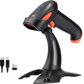 Resim Tera HW0002 Kablosuz Barkod Okuyucu, 1d/2d/qr Kod Tarayıcı, Bluetooth/2.4g/usb 3’ü 1 Arada, Titreşim Uyarılı & Şarj Göstergeli, Stand Dahil 