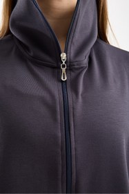 Resim winmoda Modal Oversize Eşofman Takımı Dik Yaka Tam Fermuarlı Yan Jesica Garnili Salaş Takım 