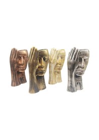 Resim Dekoratif Polyester Tekli Kadın Yüzlü Saksı Vazo Bakır Eskitme 