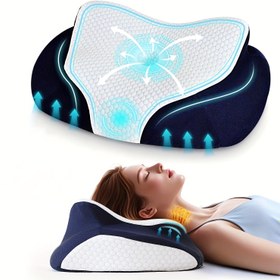 Resim Yatmak için tasarlanmış bir boyun yastığı, kontur şekli ile, tembel bir yaklaşımı tercih edenler için idealdir. Bu ergonomik ortopedik yatak yastığı yan, sırt ve karın uyuyucular için uygundur, onu mükemmel bir tatil hediyesi haline getirir. 