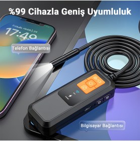 Resim idragon W600-2 Endoskop Kamera | 850mAh Şarjlı, Yan Ayna ve Mıknatıslı Boru ve Araç İç Görüntüleme Cihazı 