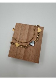 Resim Xbaby Üç Kalp Şekilli Gold Renk İkili Çelik Bileklik Gold 
