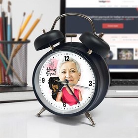 Resim Köpeği Olan Anne Karikatürlü Çalar Saat 