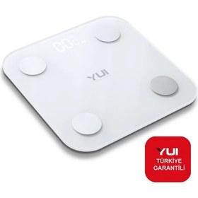 Resim Yui KB11 Akıllı Yağ Ölçer Şarjlı Fonksiyonel Bluetooth Tartı Baskül Beyaz 