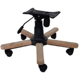 Resim KamusalMarket Ahşap Kaplama Yıldız Ayak Seti Tek Kollu Mekanizma Makam Sandalyesi Ayağı Naturel Boyasız 