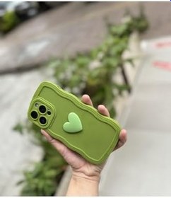 Resim iPhone 14 Pro Max ile Uyumlu 3D Silikon Kılıf, Yeşil 
