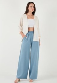 Resim Lela Pamuk ve Keten Karışımlı Püskül Detaylı Regular Fit Uzun Kimono Hırka Bayan HIRKA 5869015 