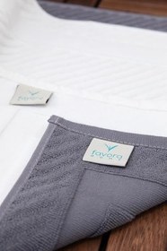 Resim Leoline%100 Pamuk Premium 2'li Ayak Havlusu - Beyaz - Antrasit 