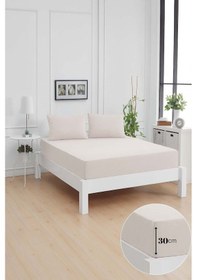 Resim Mirava Premium %100 Pamuk Penye Lastikli Çift Kişilik Çarşaf Takımı 2 Yastık Kılıfı Dahil Açık Gri 160x200cm Gri 