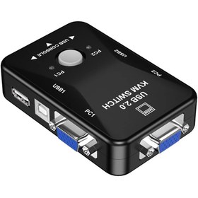 Resim aogo 2 Port Usb Kvm Switch 2 In 1 Out Usb 2.0 Kvm Fare Klavye Switcher Vga Splitter 