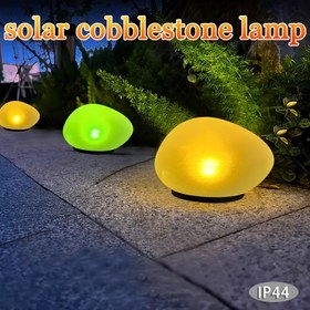 Resim 2'li Güneş Pebble Işıkları, ABS Parlatılmış Yarı Flush Mount, Işık Sensörü Kontrollü, Taşınabilir LED Bahçe Işıkları, Dış Mekan, Veranda, Bahçe Yolu, Havuz, Düğün, Banket, Tatil Dekoru, 600mAh Nikel Pil, Sökülmez Fotovoltaik, Flanş Ampul Tabanı, Uzaktan Kumanda Yok 