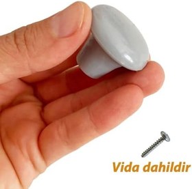 Resim Glaswen 8 Adet Sert Plastik Mantar Düğme Kulp Gri Dolap Mobilya Mutfak Dolabı Çekmece Kapak Kulpu Kulbu 
