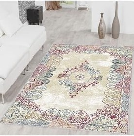 Resim Rovigo Dijital Baskı Yıkanabilir Kaymaz Taban Salon Halısı Rvg1483, Bej, 100 x 150 