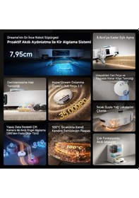 Resim Dreame X60 Ultra Complete 35.000pa Emiş Gücü Robot Süpürge Beyaz 