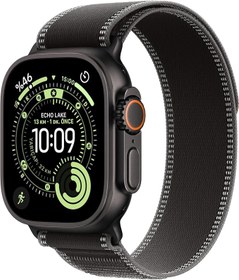Resim Apple Watch Ultra 3 GPS + Cellular 49 mm Koşu ve Çoklu Spor İçin Sağlam Titanyum Siyah Kasaya Sahip Üst Düzey Akıllı Saat ve Siyah/Kömür Trail Loop - S/M 