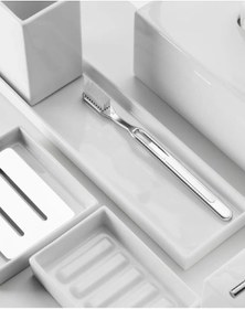 Resim Diş Fırçalık, Porselen, Tezgah Üstü - Beyaz Beyaz 