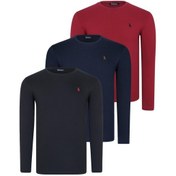 Resim Üçlü Set T8588 Dewberry Yuvarlak Yaka Erkek Sweatshırt-siyah-lacivert-bordo Siyah-lacivert-bordo 