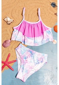 Resim Beniizle Desenli Kız Çocuk Bikini Takım Açıkmavi 