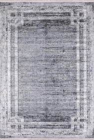 Resim 140x200 cm VelikiNovgorod Gri Çerçeveli Yün El Dokuma Modern Geometrik Etnik Eskitme Desenli Boho Oturma Odası Salon Yolluk Koridor Mutfak Halısı 