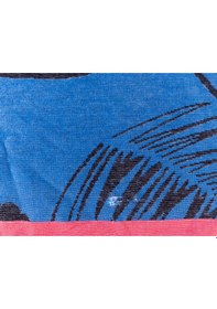 Resim Kadife Tropik Desenli 90x180 Cm Outlet Plaj Havlusu Baveno Mavi 