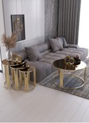 Resim Nies Aksesuar Piyano 4'lü Sehpa Zigon Ve Orta Sehpa Set Gold Ayak Bronz Ayna 